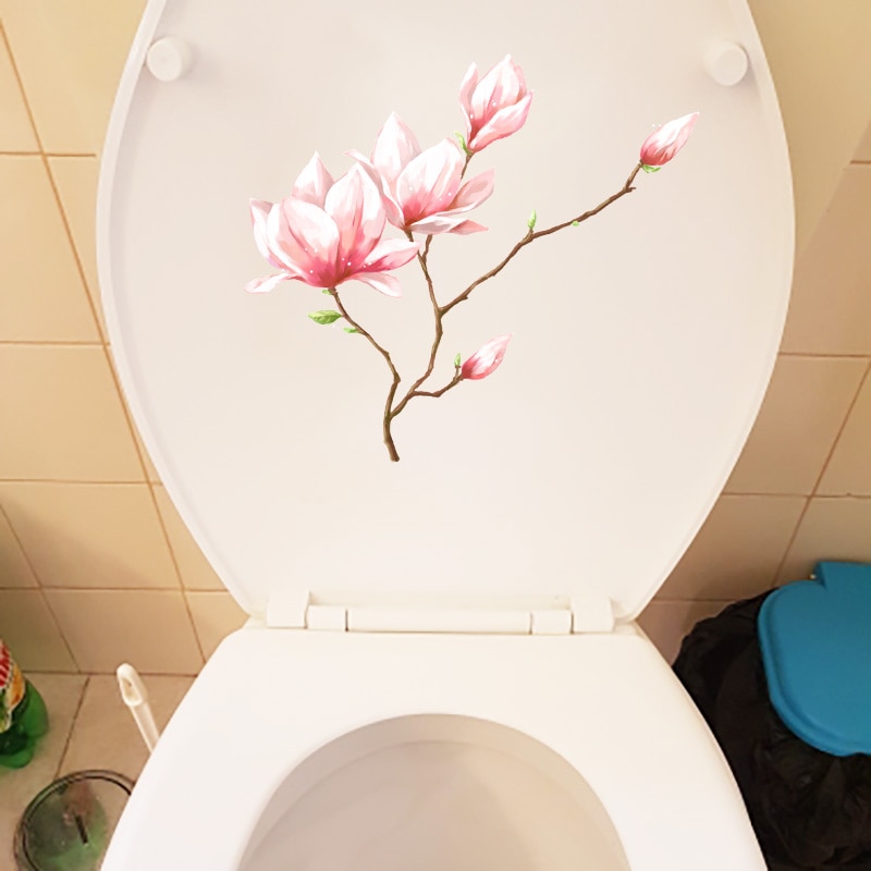 Yoja 21.6*23.7cm fantasy tegneserie rosa magnolia blomst soverom veggdekor hjem wc toalett klistremerke  t1-0641