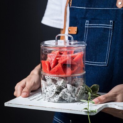 Tre våningar förvaring glasburk med lock minimalistisk godis mat glas förvaring behållare kök arrangör hem: Glasöverdrag 2 burkar