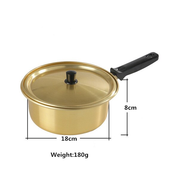 Koreansk ramen nudler gryte aluminiums suppekanne med lokk nudler melk eggesuppe kokekanne rask oppvarming til kjøkkenutstyr: D