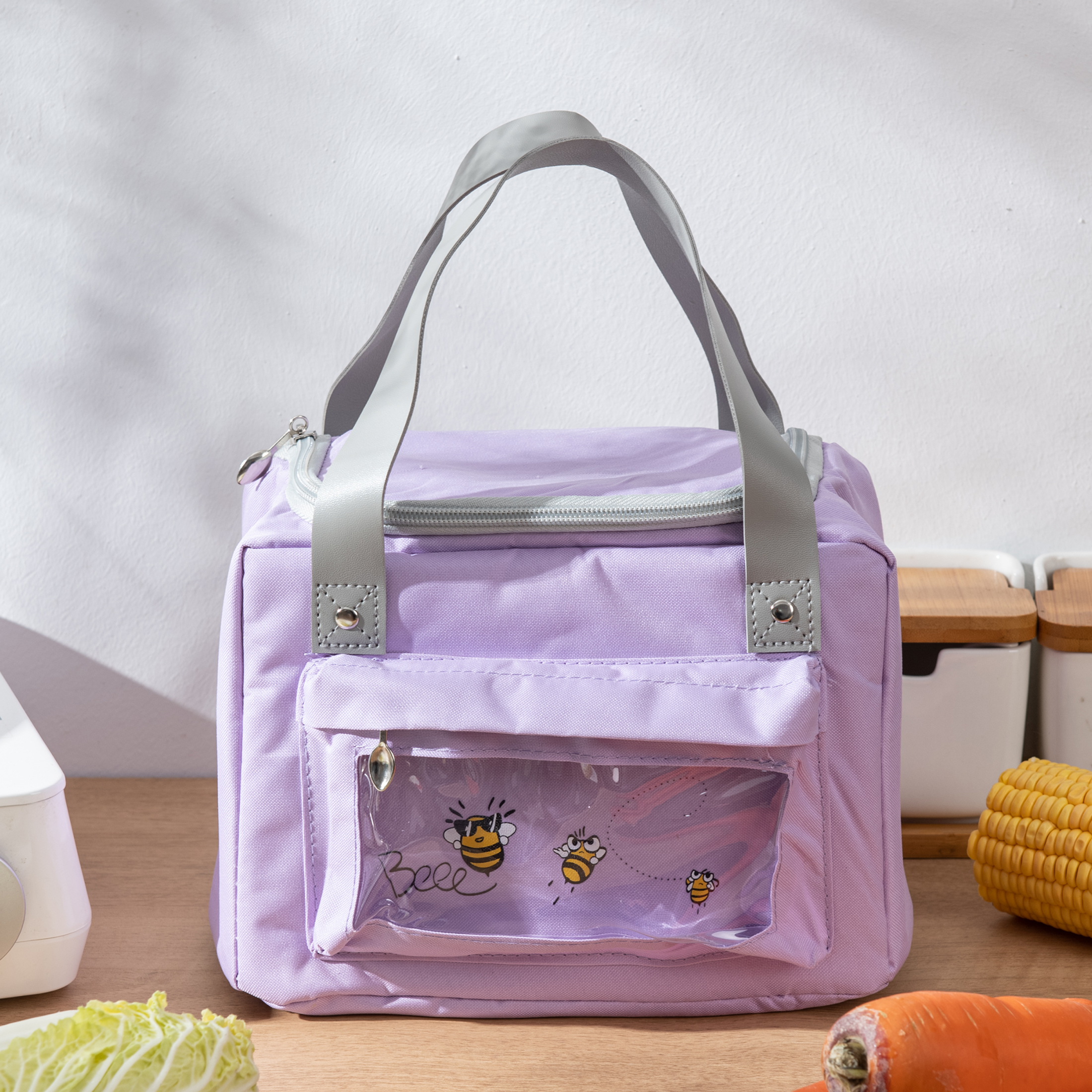 1PC-hand-held lunch bag portable picnic bag outdoor insulation bag aluminum lunch bag lunch bag