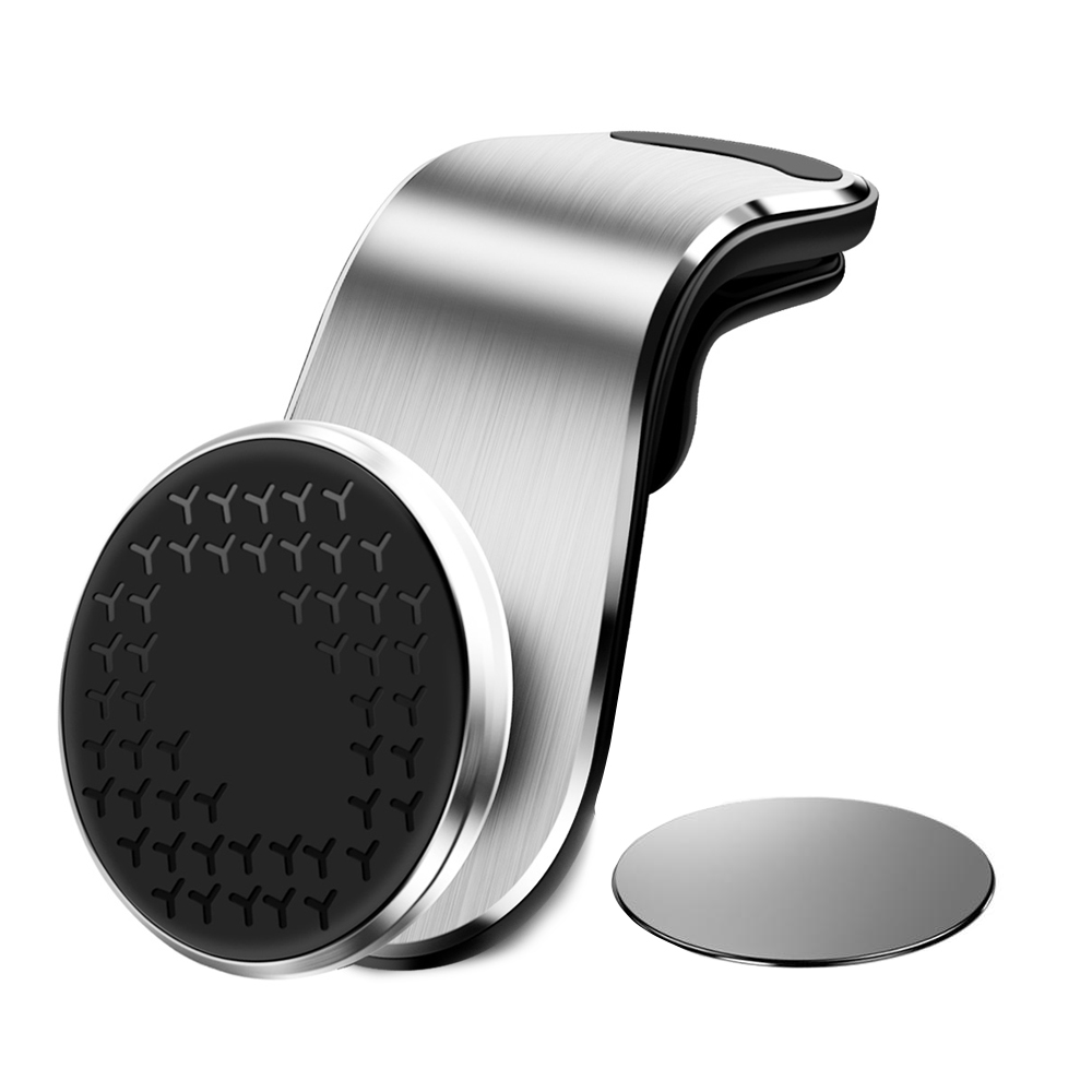FONKEN Car Phone Holder Mobile Magnetic Car Holder Stand Car Air Vent Clip Mount Aluminum Alloy 360 Rotation Holder in Car: Silver Holder