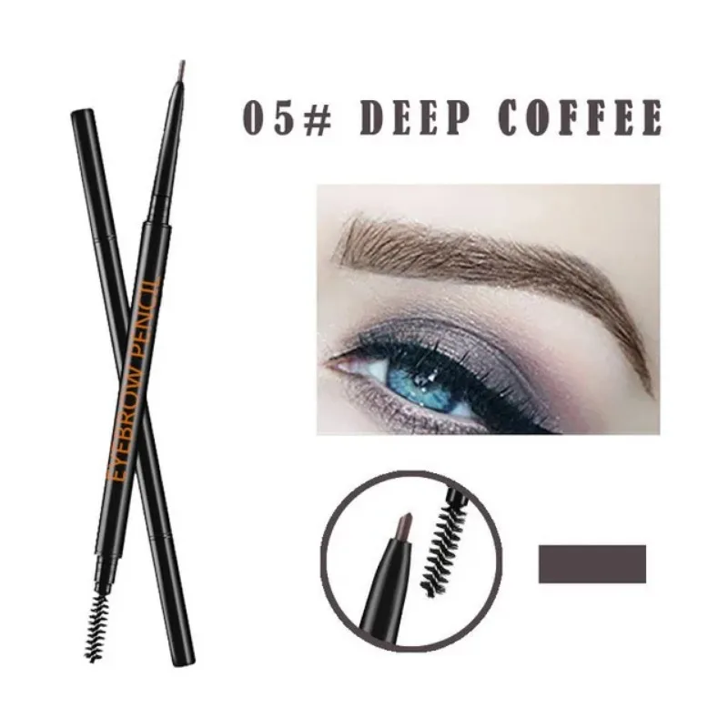 1,5 mm feiner Augenbrauenstift mit Doppelkopf-Automatikrotation, einzeiliger Augenbrauenstift, wasserfest und make-up-freiem Make-up-Stift: Licht Grau