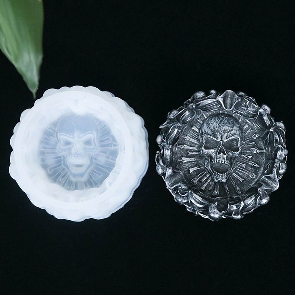 Molde Cenicero de silicona con forma de Calavera, resina, portavelas, molde de fundición, epoxi