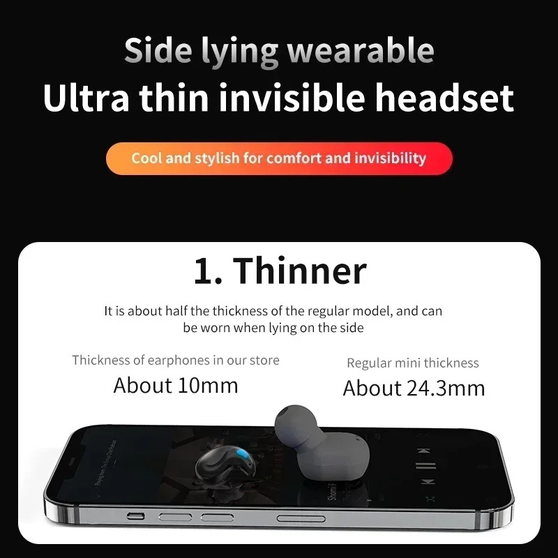 X55 Mini Draadloze Koptelefoon Bluetooth Hoofdtelefoon Ruisonderdrukking Sport Game Slaap Bluetooth50 Oordopjes HIFI Stereo Muziek Headset