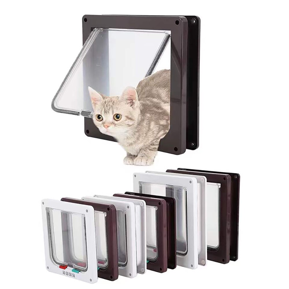 Smart Cat Door Magnetic Pet Door With 4 Way Lock Flap Kitten Puppy Safety Gate Durable Locking Security For Dog Doors Supplies