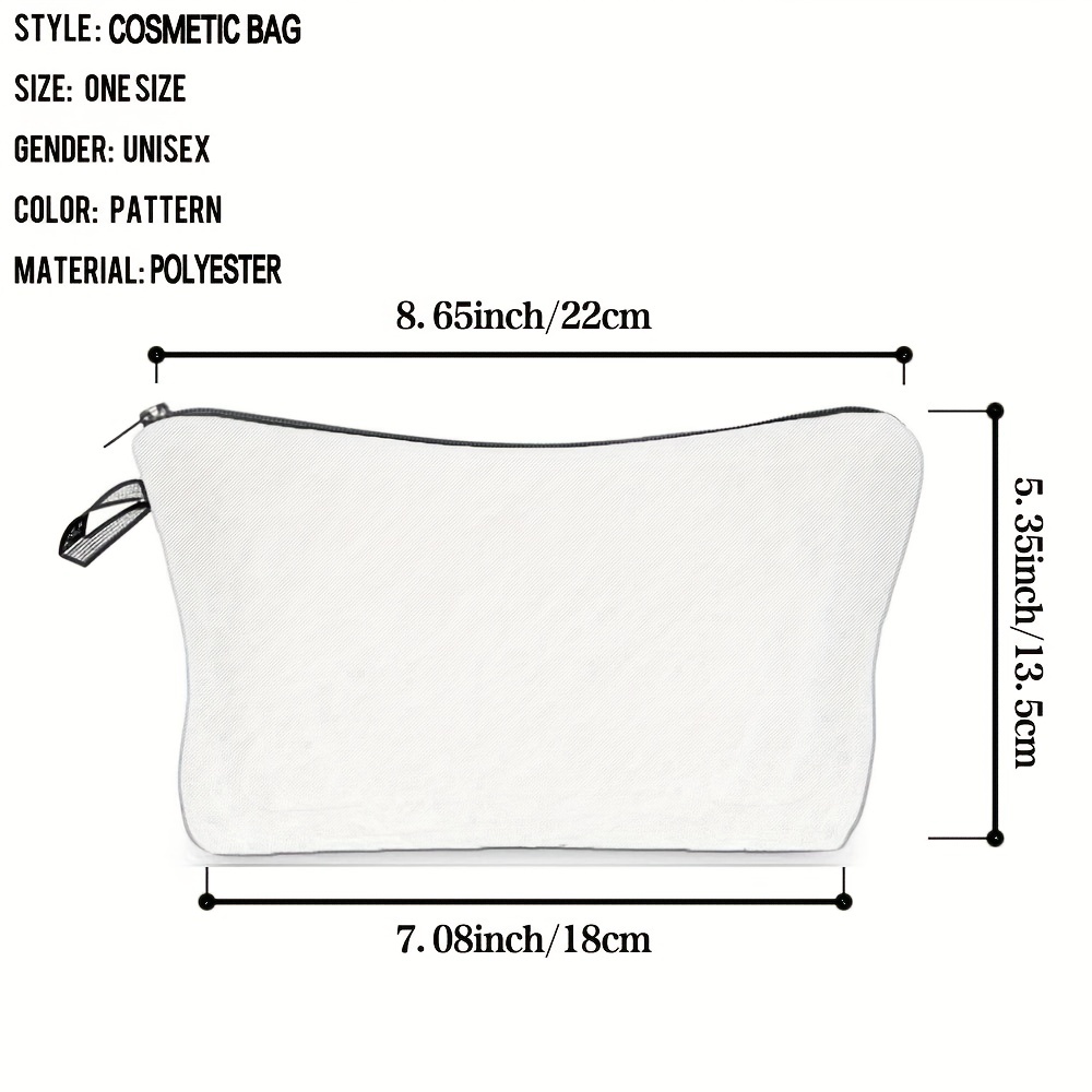 Flower & Letter Print Cosmetic Bag, Zipper Portable Makeup Pouch, Lightweight Coin Purse toiletry bag cajas organizadoras