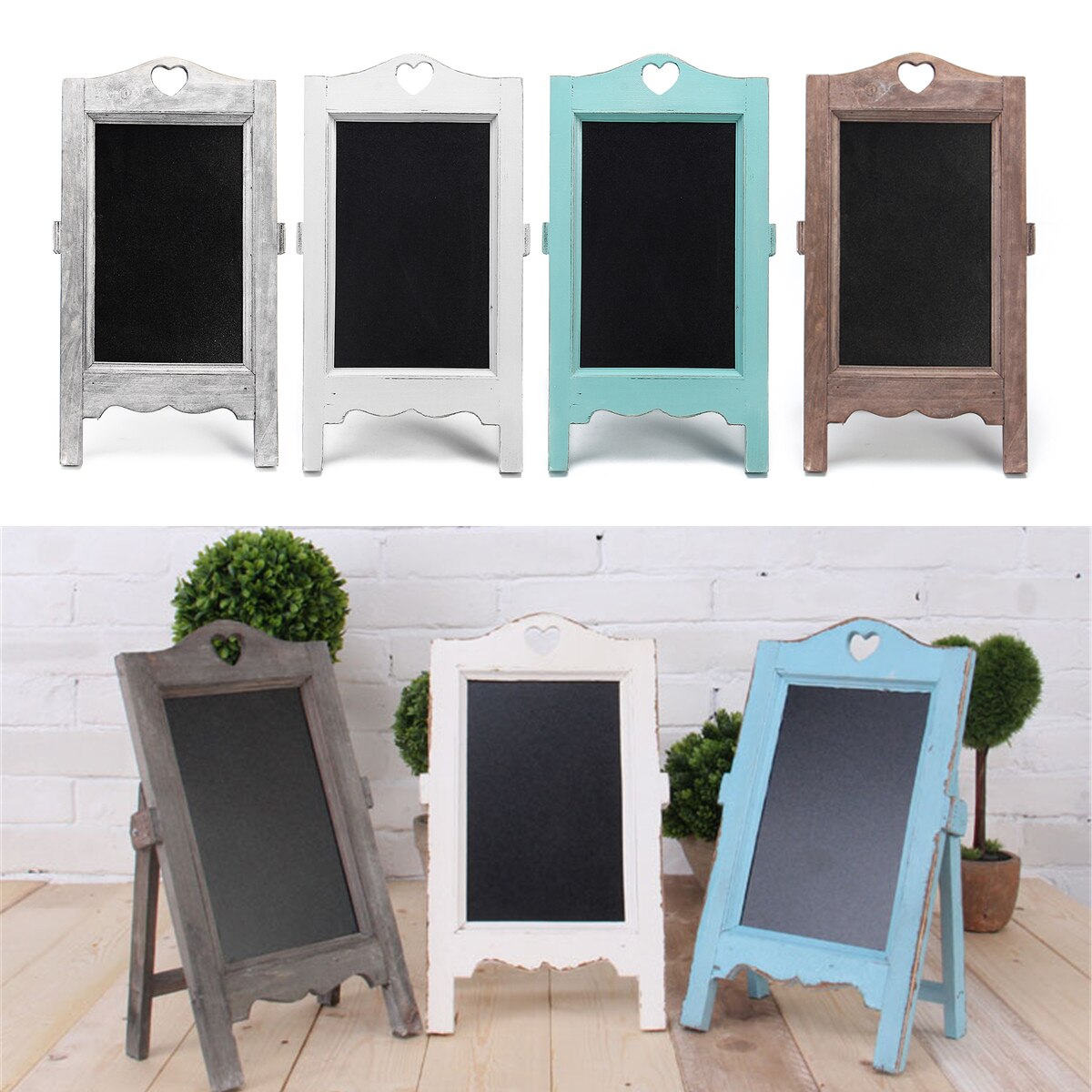 Wooden Vintage Chalk Board Blackboard Signs Memo Message Board Wedding Kitchen Notes