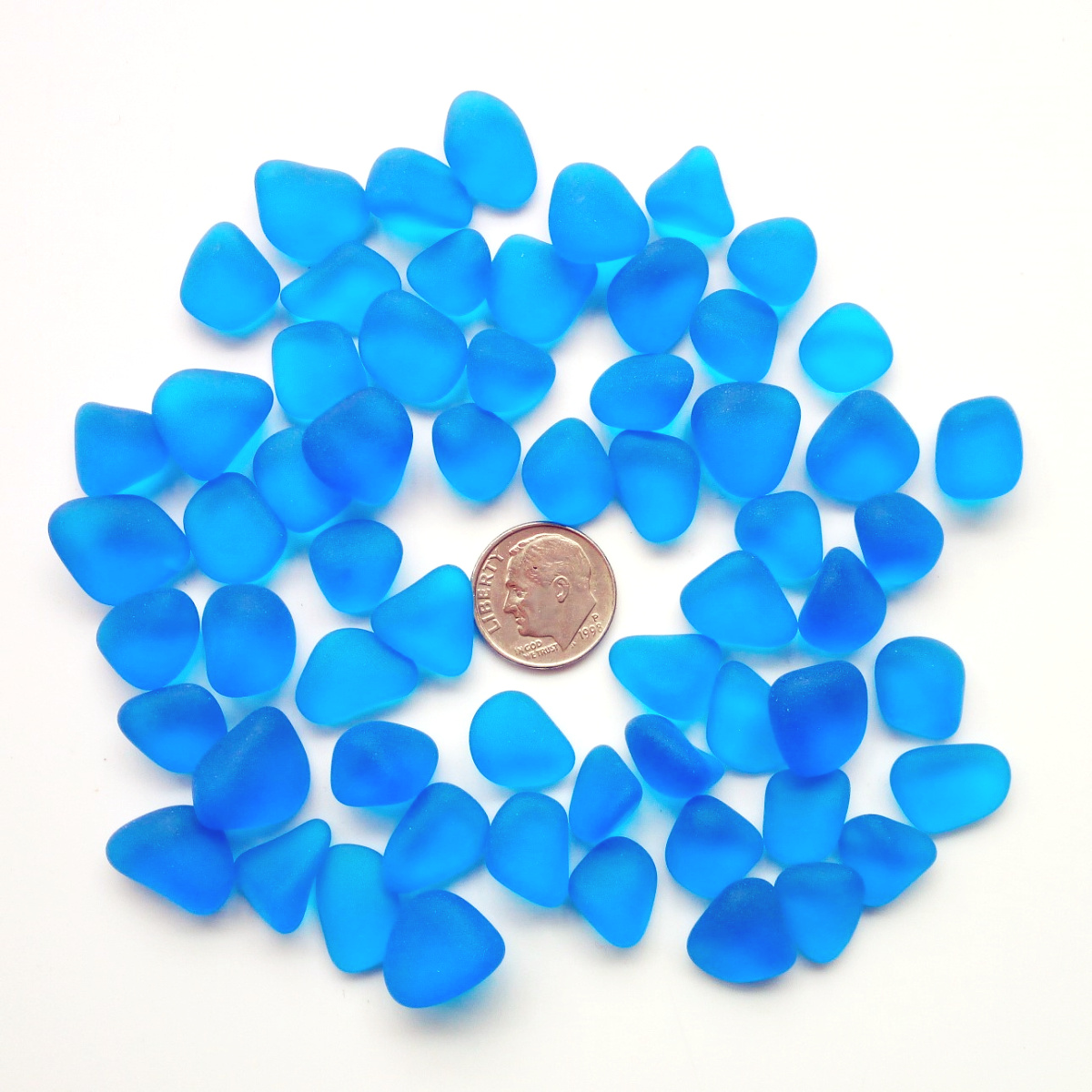 30 Pieces Sea Glass Beads/Beach Glass Beads for Jewelry Making ,Big Size(12-16mm Length)): DEEP BLUE