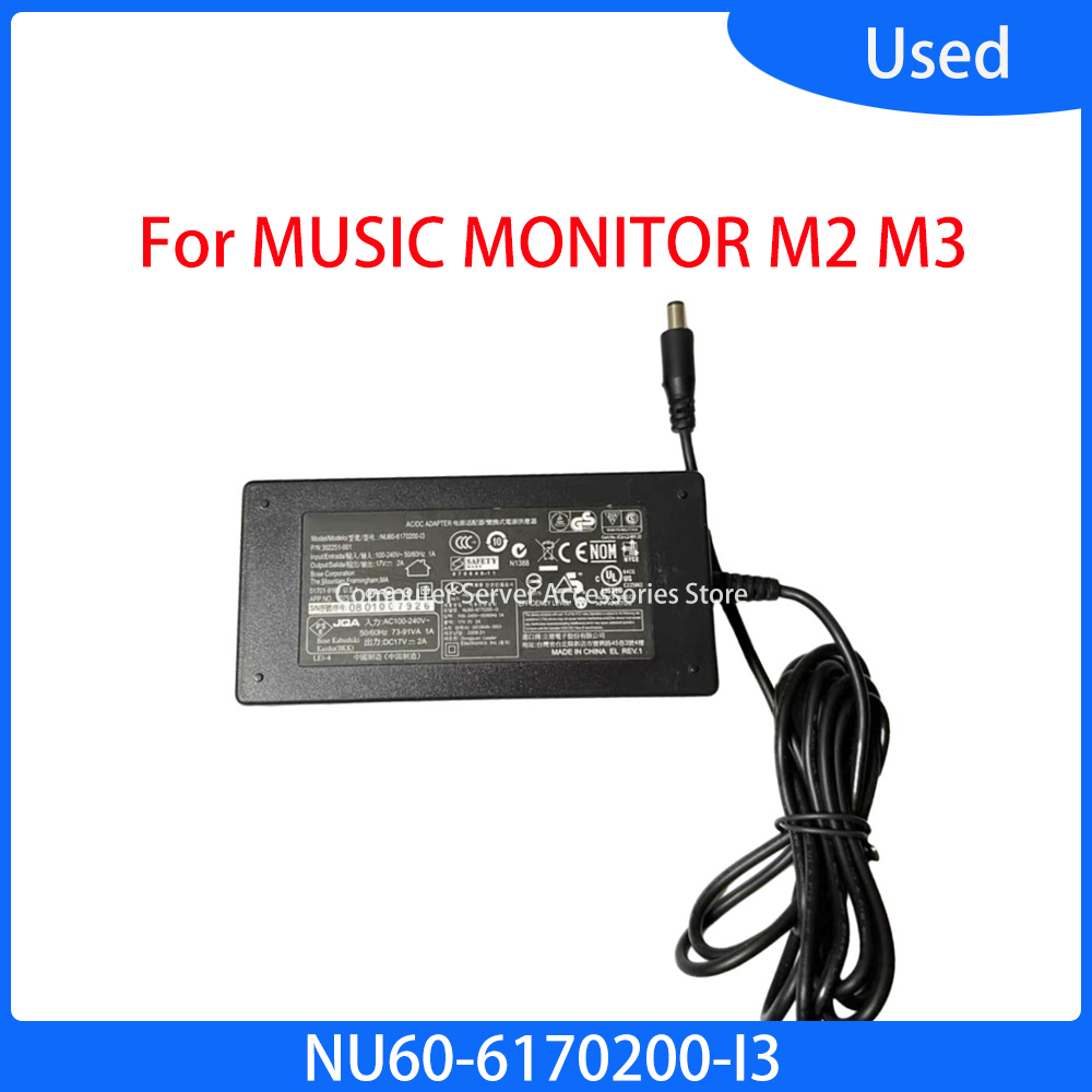 Original Power Supply 17V 2A 34W NU60-6170200-I3 5.5x2.1mm AC Adapter for MUSIC MONITOR M2 M3 Charger 302251-001 17V2A