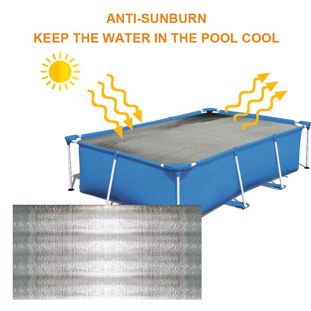 Swimming Pool Cover Rectangular Solar Summer Waterproof Rainproof Pool Tub Dust Cover Outdoor Tarpaulin Bubble Blanket Accessory