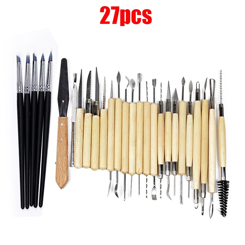 Clay Sculpting Tools Arts Crafts Set Soft Clay Pottery Carving Tool Fimo Modeling Wooden Handle Polymer Clay Ceramics Painting