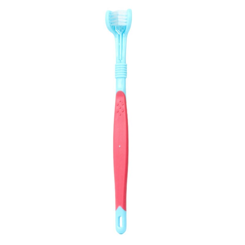 Pet Toothbrush Three-Head Toothbrush Multi-angle Cleaning Addition Bad Breath Tartar Teeth Care Dog Cat Cleaning Mouth: light blue