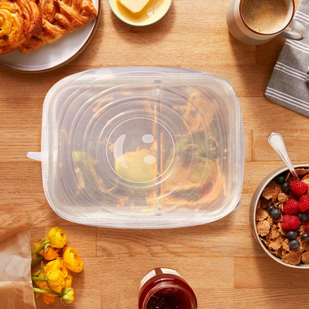 6 PCS Silicone Stretch Lid Adaptable Cover for Cookware Bowl Reusable Universal Dish Stretch Cap Seal Bowl Kitchen Accessories