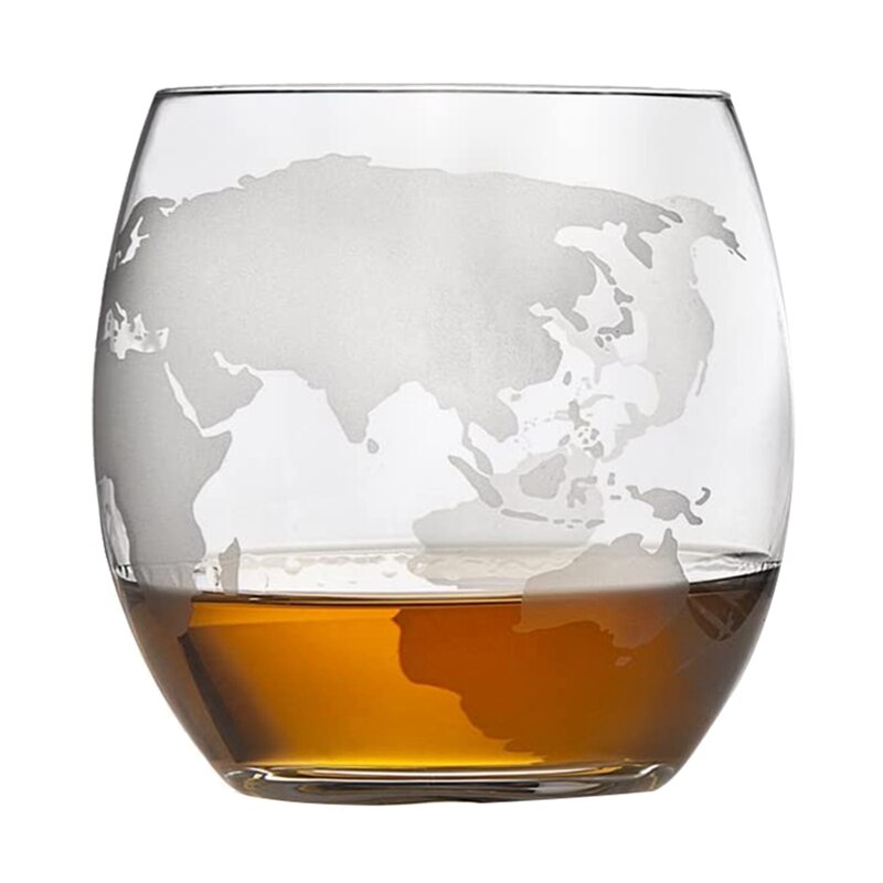 Whiskey Decanter Globe Set with 2 Etched Globe Whisky Glasses - for Liquor, Bourbon, Vodka - 850Ml.