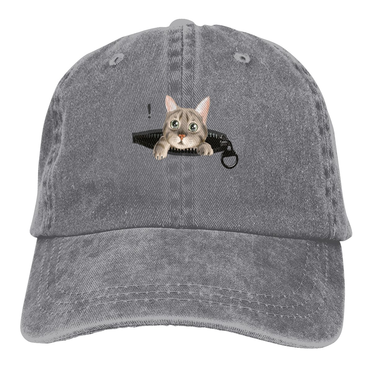Cute Cat In Zip Pocket Retro Baseball Cap Cowboy Hat Fitted Cap Snapback Hat for Men Women Casual Cap Sun Hat Outdoor Cap: gray