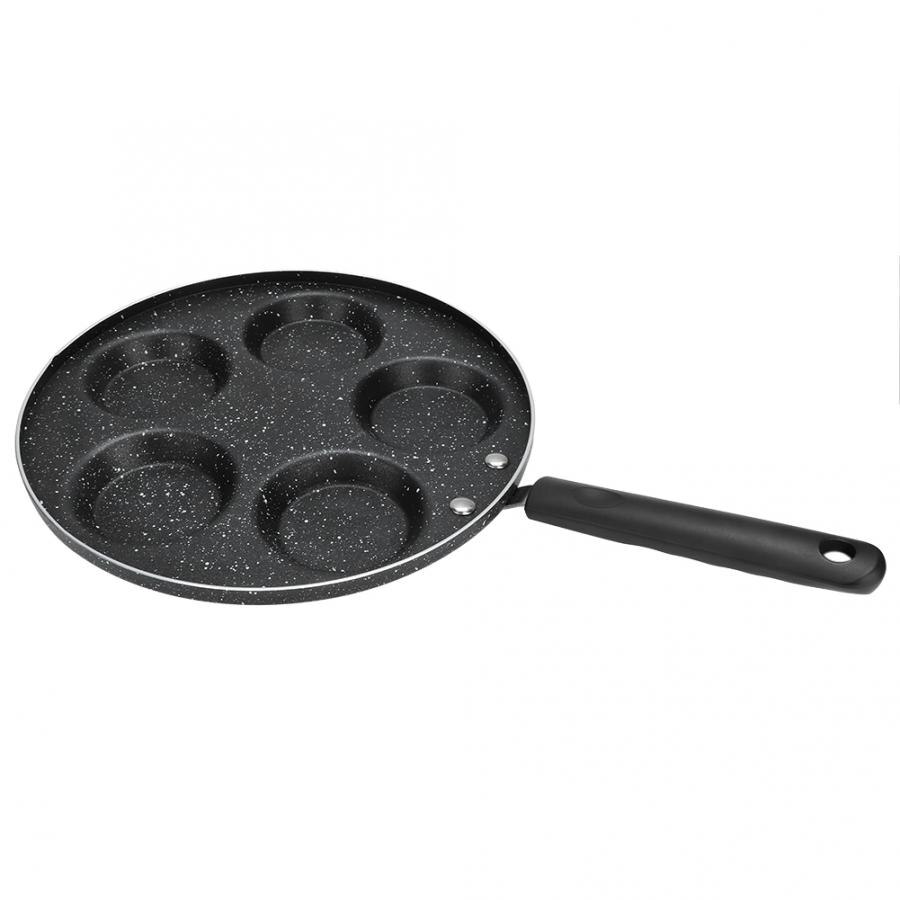 5 hole/7 hole frying pan thickened omelette pan non-stick egg pancake pan steak pan boiled egg ham pan breakfast machine: 5 holes
