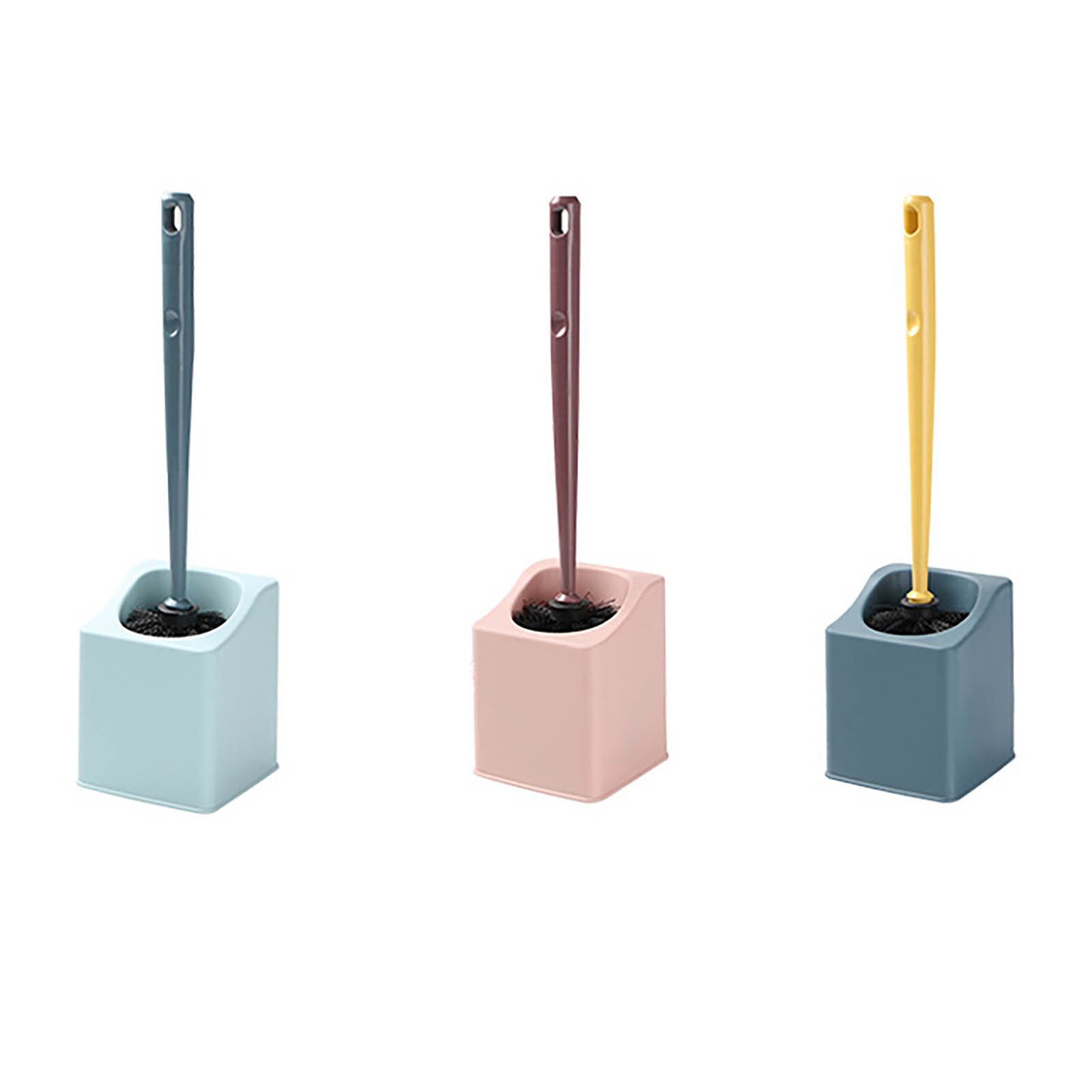 Wall Mount Toilet Brush Set Long Handle Bathroom Soft Brush Holder With Lid Thoroughly Clean Any Corner Lightweight Durable #38