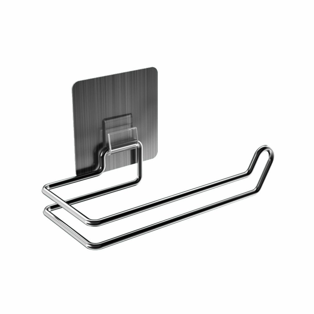 Stainless Steel No Drilling Roll Stand Family Kitchen Cabinet Bracket Shower Room Convenient Paper Holder