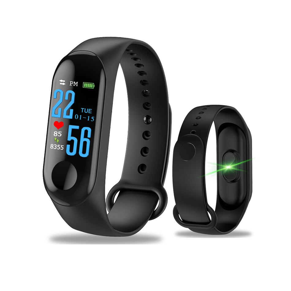 Smart Bracelet Blood Pressure M3 Fitness Tracker Watch IP67 Swimming Waterproof Tracker Heart Rate Monitor Smartband Men Women: Black
