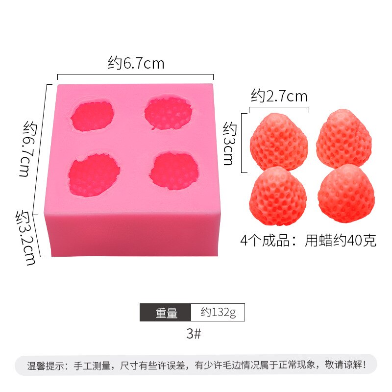 Molde de silicona con forma de fresa de Mango para fabricación de jabón, molde de silicona para Fondant, para hornear frutas, vela aromática, decoración de pasteles: big  Strawberry