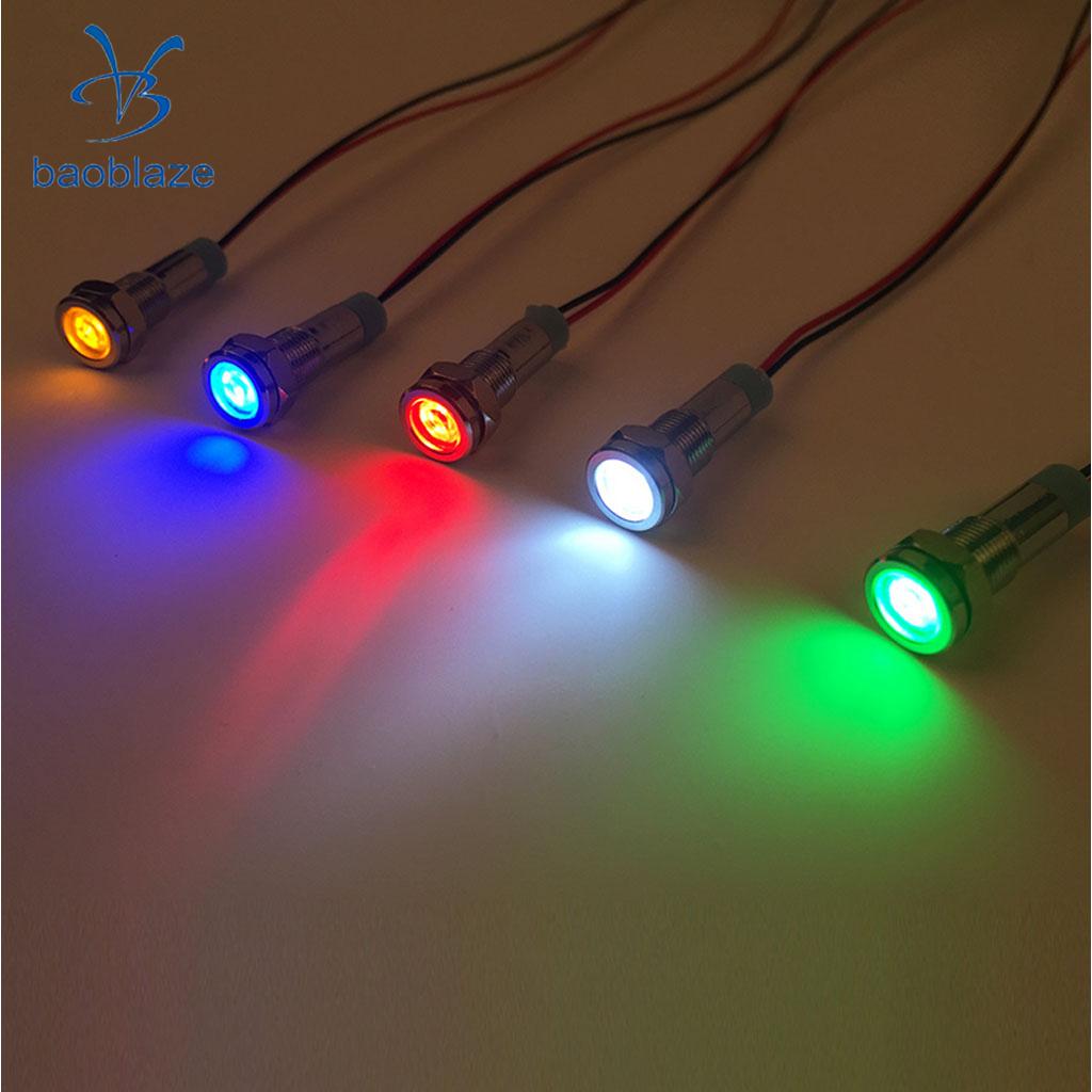 dolity 5Pcs 6mm 3V LED Metal Indicator Light Waterproof Signal Pilot Dash Lamps