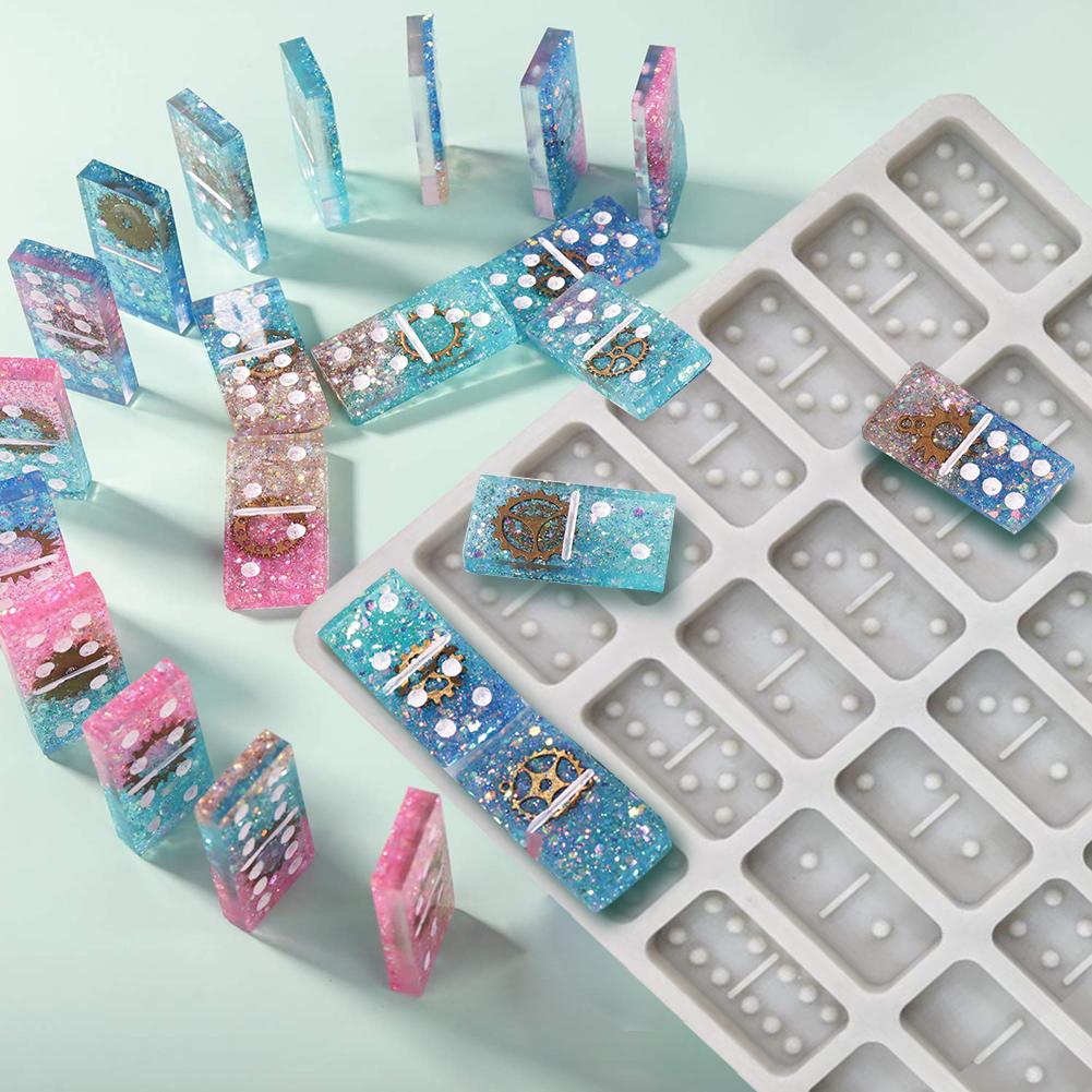 Handmade Silicone Dominoes Resin Casting Mold Dominoes Game Play Epoxy Resin Mold Dominoes Game Casino Fun Art Crafts: Default Title