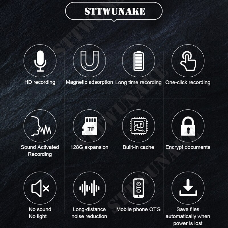 STTWUNAKE Grabadora de voz, 500 horas, dictáfono oculto de sonido, mini espía activado digital, Unidad micro flash magnética