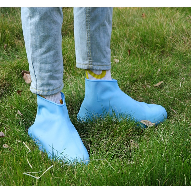 1 par de botas de lluvia plegables portátiles, cubiertas de silicona para zapatos de alta elasticidad, Botas de lluvia impermeables para interiores y exteriores