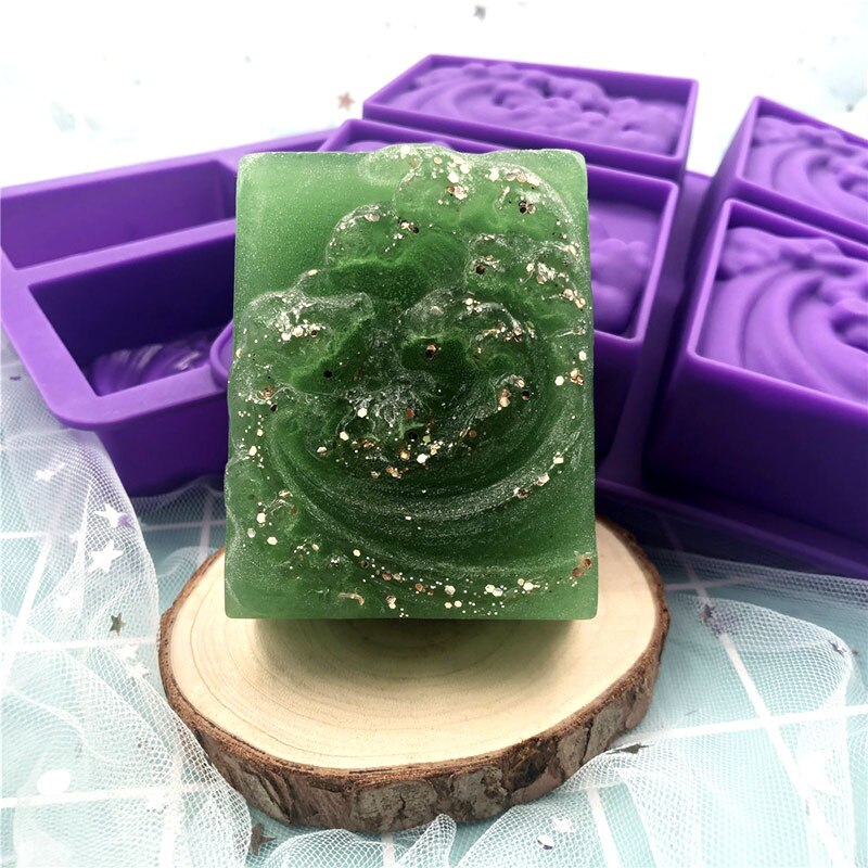 4 Cavity 3D Wave Emboss Aromatherapy Rectangular Soap Molds Silicone Soap Mold For Soaps Making