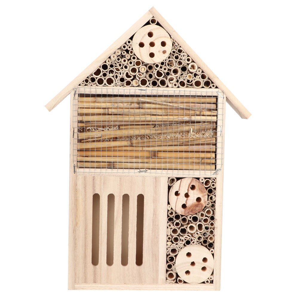 Have udendørs træ insekt bi hus træ bug værelse ly indlejring kasse dekoration velegnet til indlejring med insekter og honning: A-typ