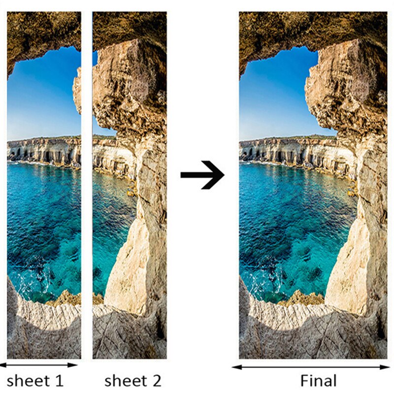 PVC Deur Plakken 3D Stereo Cave Zeegezicht Landschap Deur Sticker Woonkamer Slaapkamer Home Decor Muursticker Moderne DIY Muur papers