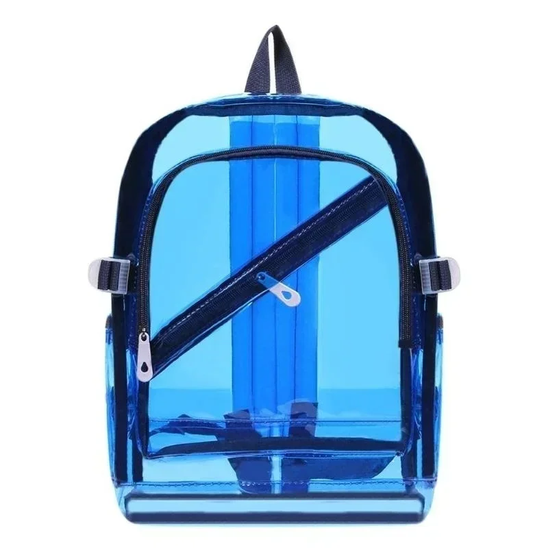 Zaino trasparente alla moda Borsa da scuola per taccuino per ragazze mini adolescenti quotidiana in plastica trasparente in PVC impermeabile: Blu