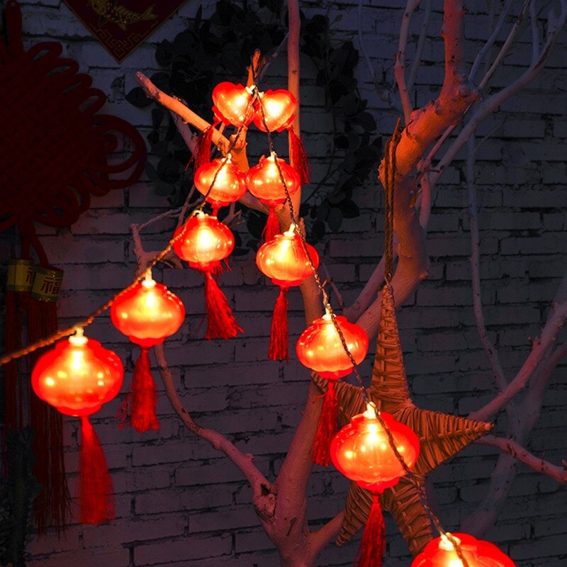 2M 10 LED Lights USB Charging Traditional Chinese Red Lantern Lights Year Decoration String Night Light