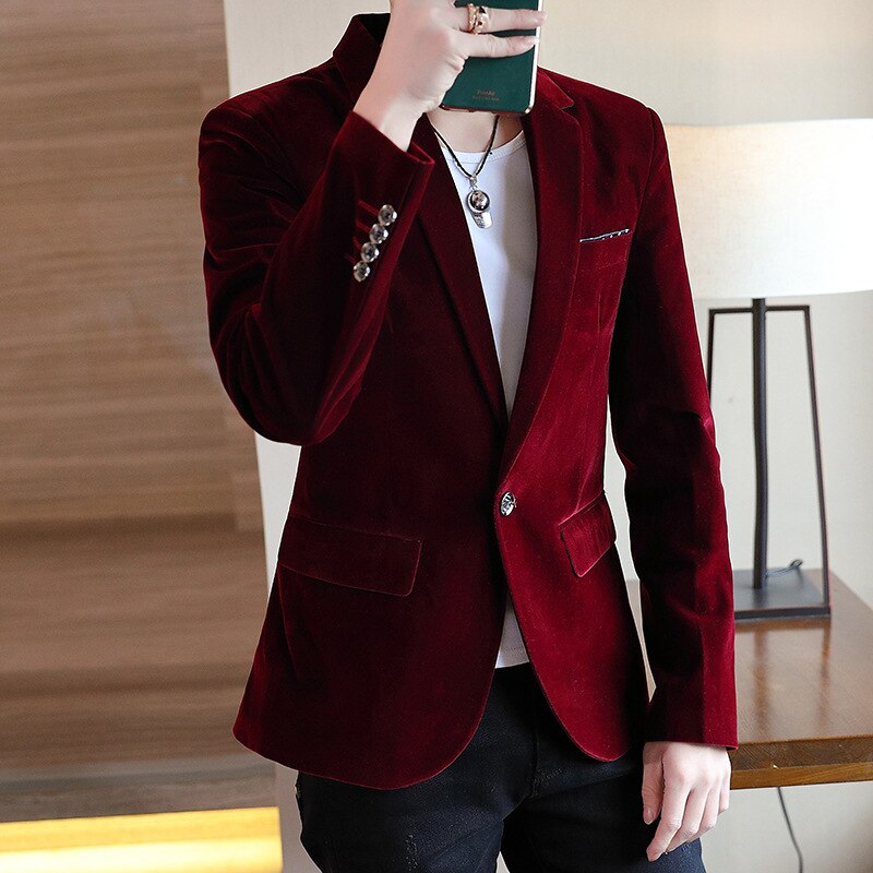 Blazer à bouton unique pour homme d'affaires, coupe cintrée, sans repassage, costume décontracté pour jeune, couleur unie,