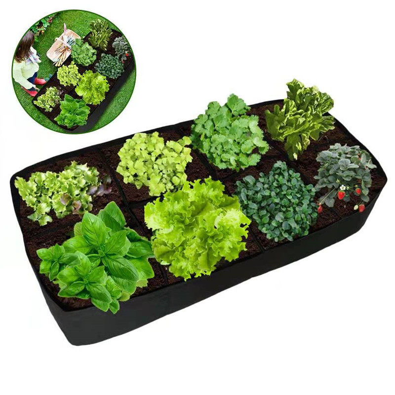 Felt Multi-Grid Square Planting Bag Growing Bags Gardening Pots Flowerpot Moisturizing For Greenhouse Plants Flowers Vegetables