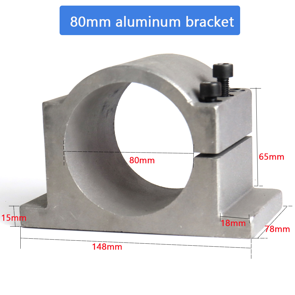 Support de moteur de broche en aluminium moulé pour gravure CNC, 52mm/65mm /80mm /100mm, diamètre de la broche de la fraiseuse: 80mm clamp