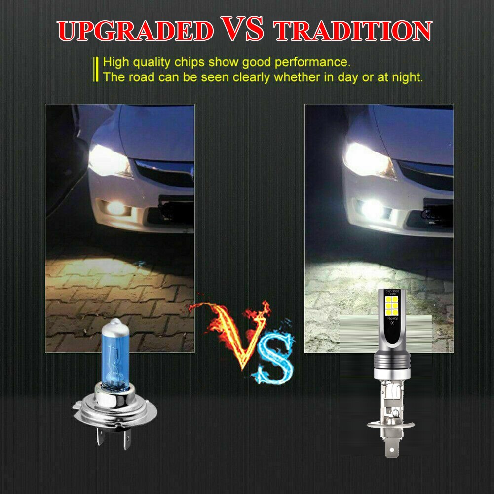 2Pcs H1 LED Fog Light Headlight Kits 100W 14000LM High Power Bulbs 6000K White Lamps