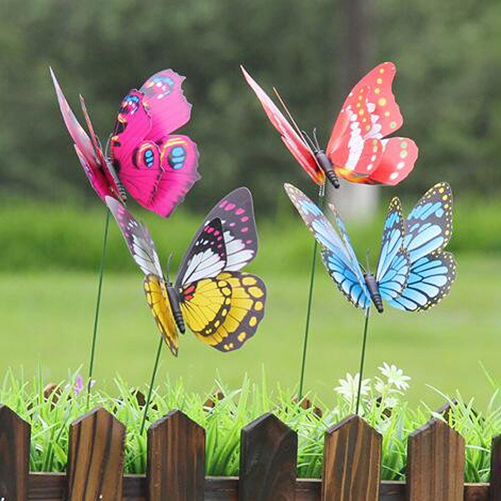 Piquets de papillons artificiels, 50 pièces, jardinières de jardin, décoration d&#39;extérieur, Pots de fleurs: 2 Layers
