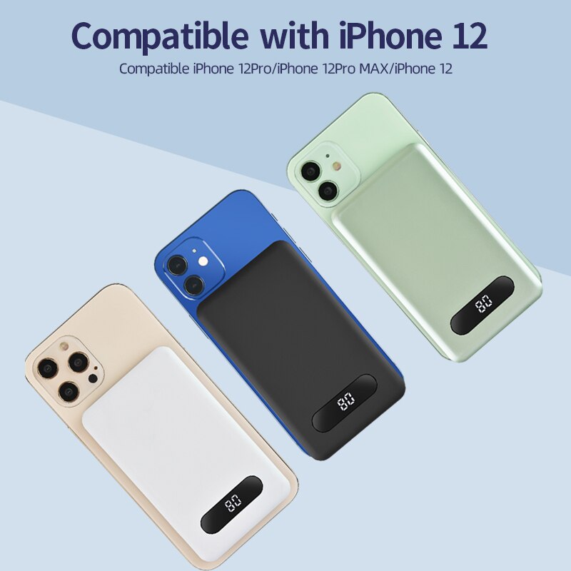 5000mAh Magnetic Wireless Chargers Power Bank For iPhone 12 Max 12Pro 12Mini Magnet Powerbank External Auxiliary Battery Pack