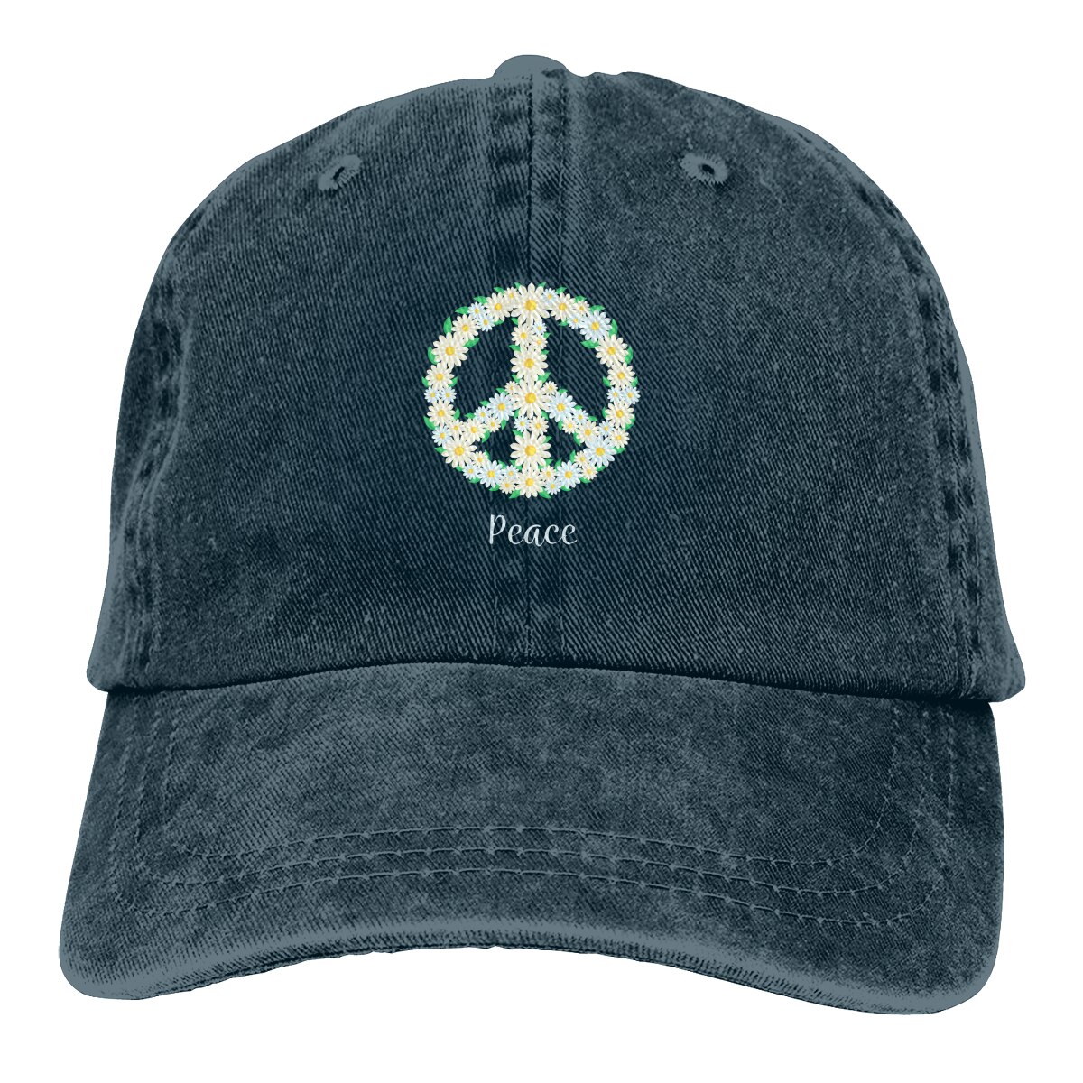 Daisy Peace Vintage Unisex Adjustable Trucker Cap for Adult: Navy Blue