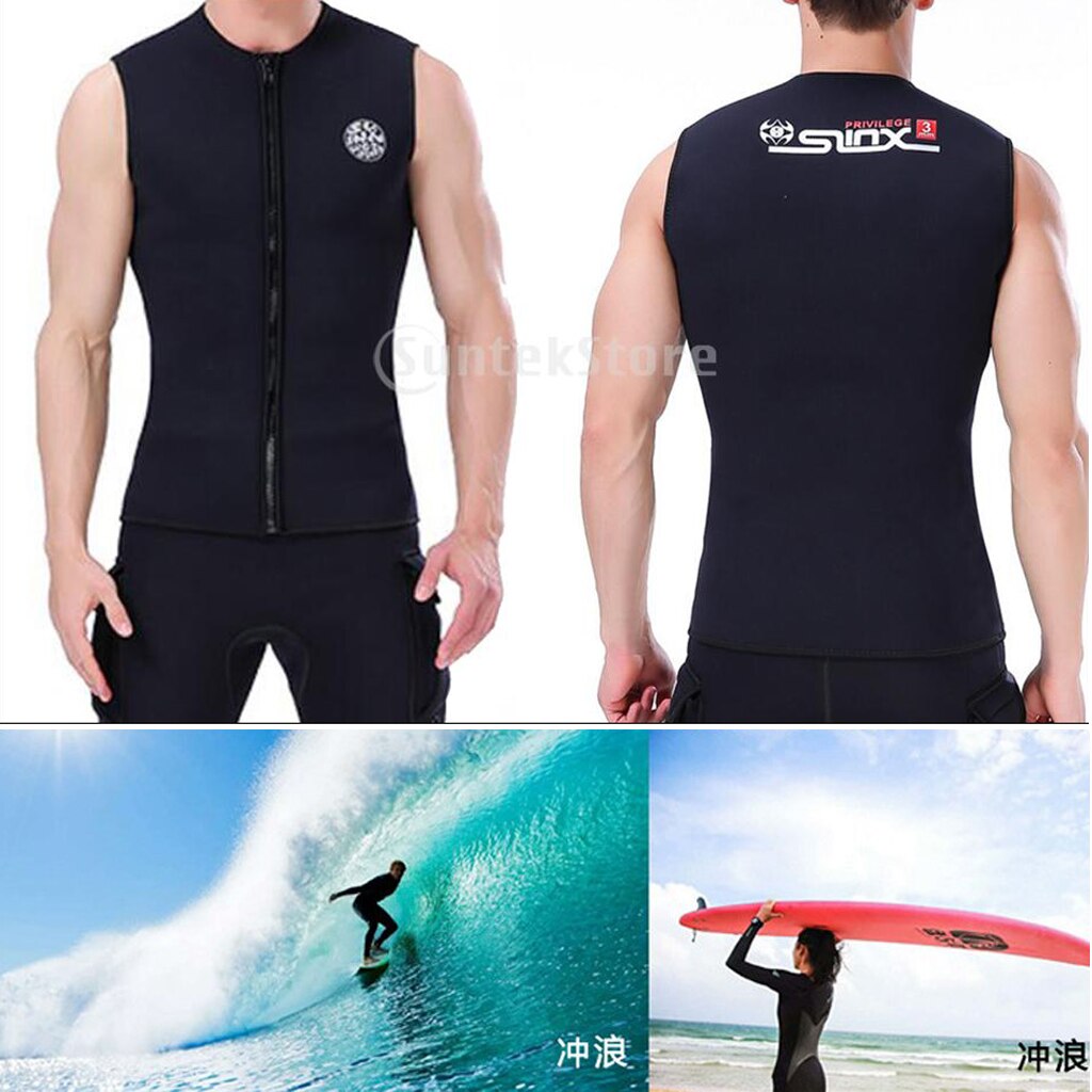 Men Women Wetsuit 3mm Zipper Diving Vest Sleeveless Shirt Scuba Dive Skins