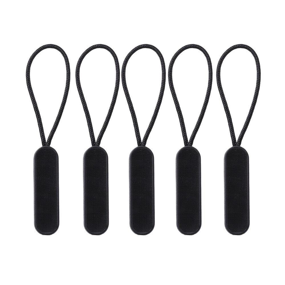 5Pcs/Bag DIY Black Zipper Pull Puller End Fit Rope Tag Fixer Zip Cord Tab Replacement Clip Broken Buckle Travel Bag Backpack: 12-5PCS