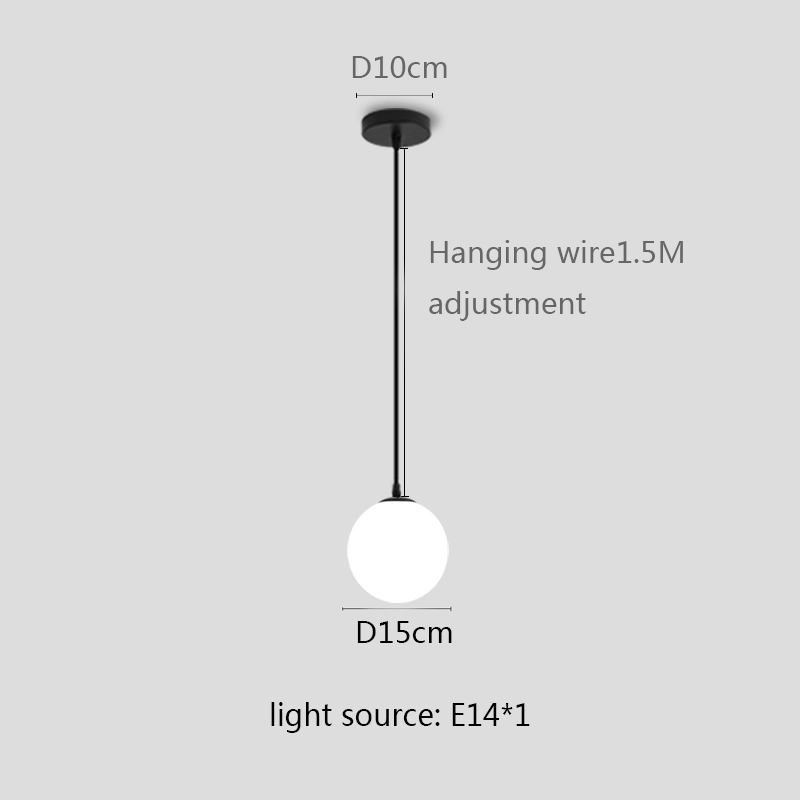 Lámpara colgante de bola de cristal, luminaria E27 dorada/negra/plateada, globo blanco, para Bar, restaurante, decoración, dormitorio: Blanco frío / Castaño