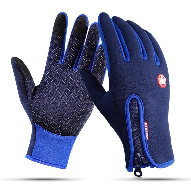 Guantes impermeables para exteriores para hombre y mujer, resistentes al viento, para deportes, invierno, cálidos, de lana, para esquiar: blue / XL