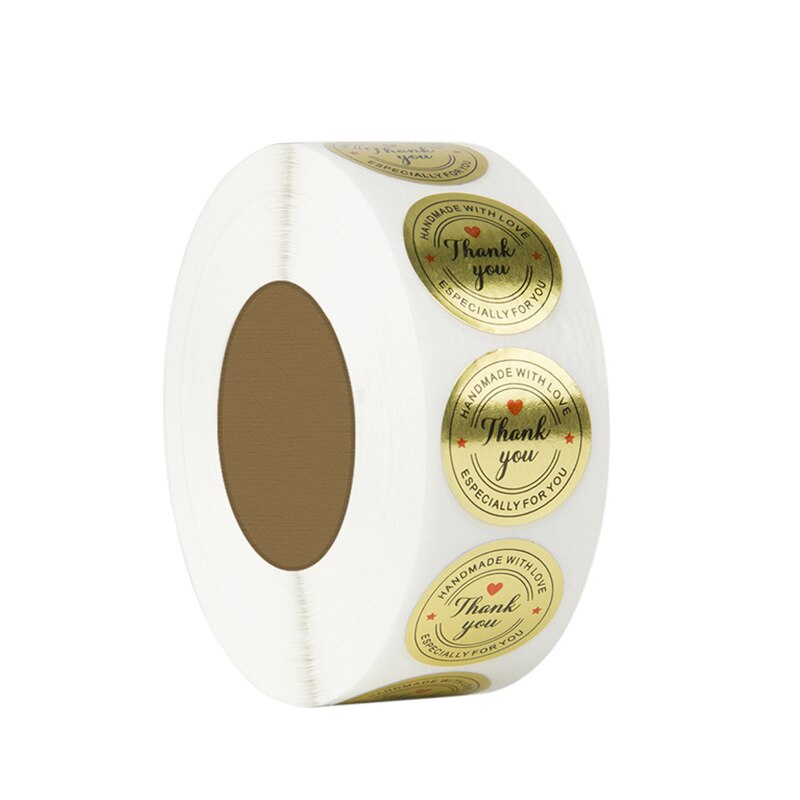 500 Stickers 2.5cm Small Gold Foil Thank You Stickers Heart Shape Adhesive Business Labels Decorative Sealing Labels: E