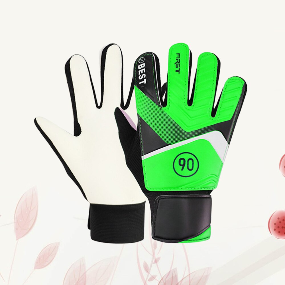 1 Pair of Football Sport Glove Goalkeeper Shock-absorbent Wear-resistance Glove Goalkeeper Breathable Adjustable Protective Gear: Green