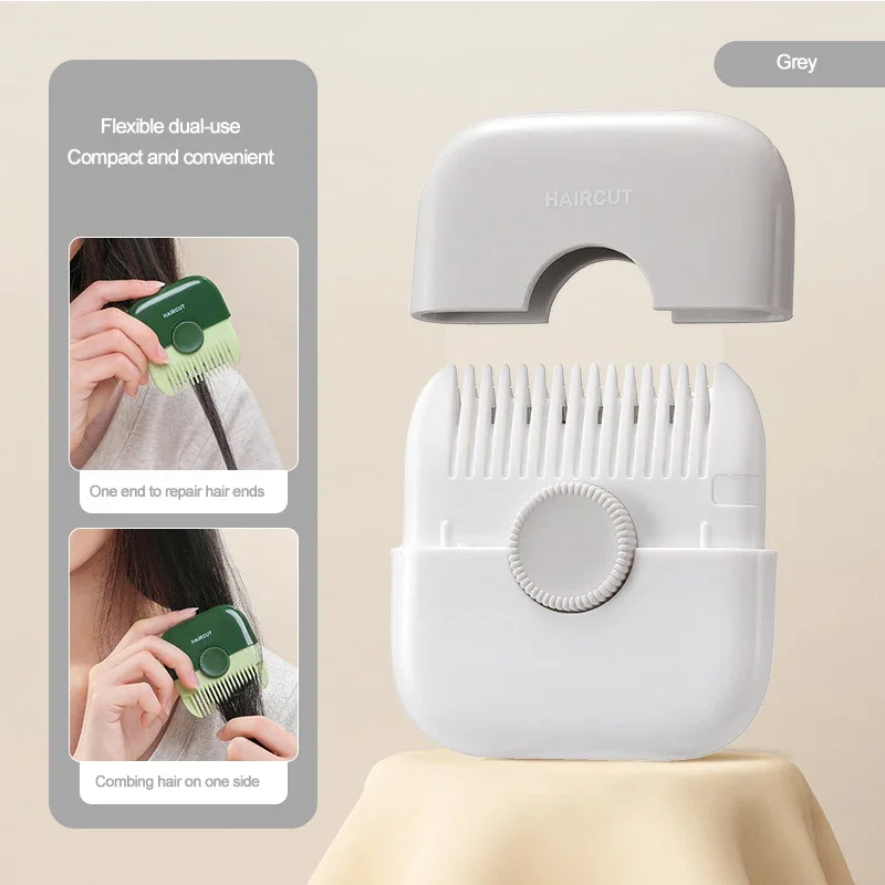 2-in-1-Haarschneider und Kamm, multifunktionaler Splisschneider, tragbare Haarschneidewerkzeuge, Heim-DIY-Schönheits-Haarstyling-Zubehör: Grau
