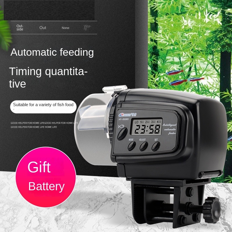 Smart Automatic Fish Feeder Aquarium Feeder Fish Tank Adjustable Auto Feeding Dispenser with LCD Indicates Timer