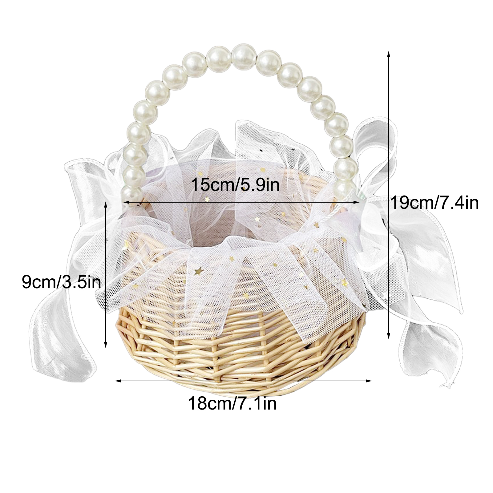 Mir de rangement en rotin tissé à la main pour fille, panier à fleurs, perle, princesse, fait main, maison, décoration de mariage: Chocolat