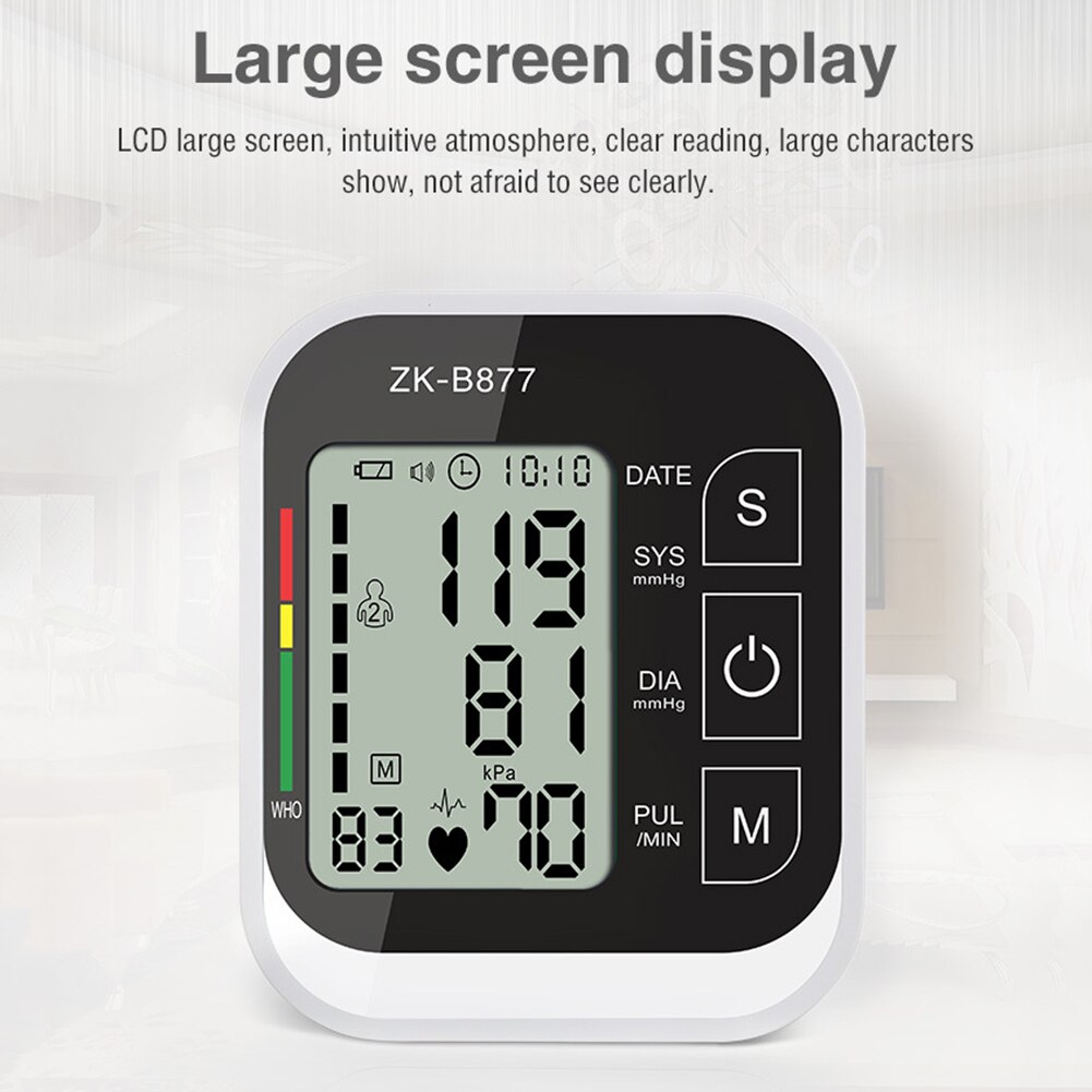 Draagbare Automatische Digitale Bovenarm Bloeddrukmeter Meter Gezondheid Bp Bloeddrukmeter Tonometer Hartslag Pulse Monitor